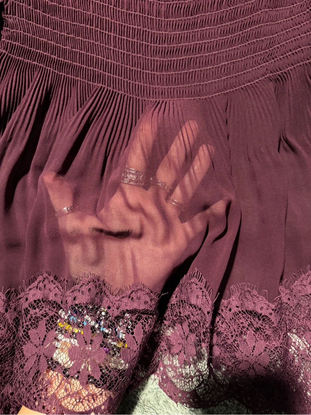 Charlotte Russe Off-Shoulder Burgundy Lace Trim Blouse - Picture 2 of 2